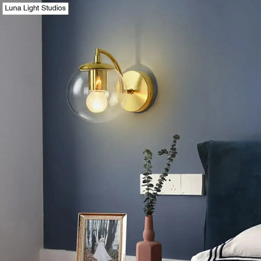 Modern Brass Glass Stairway Wall Light Fixture