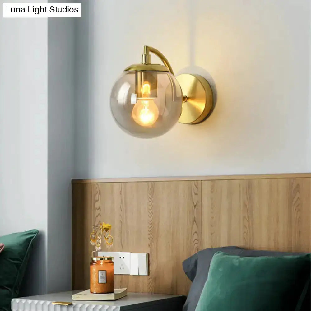 Modern Brass Glass Stairway Wall Light Fixture