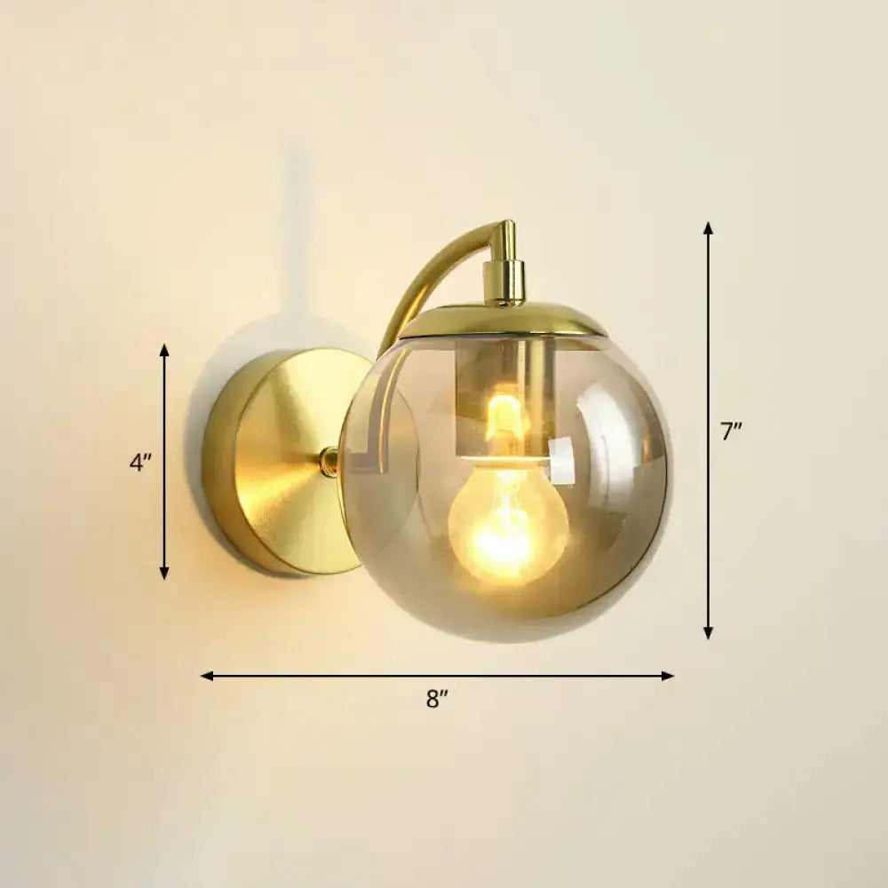 Modern Brass Glass Stairway Wall Light Fixture