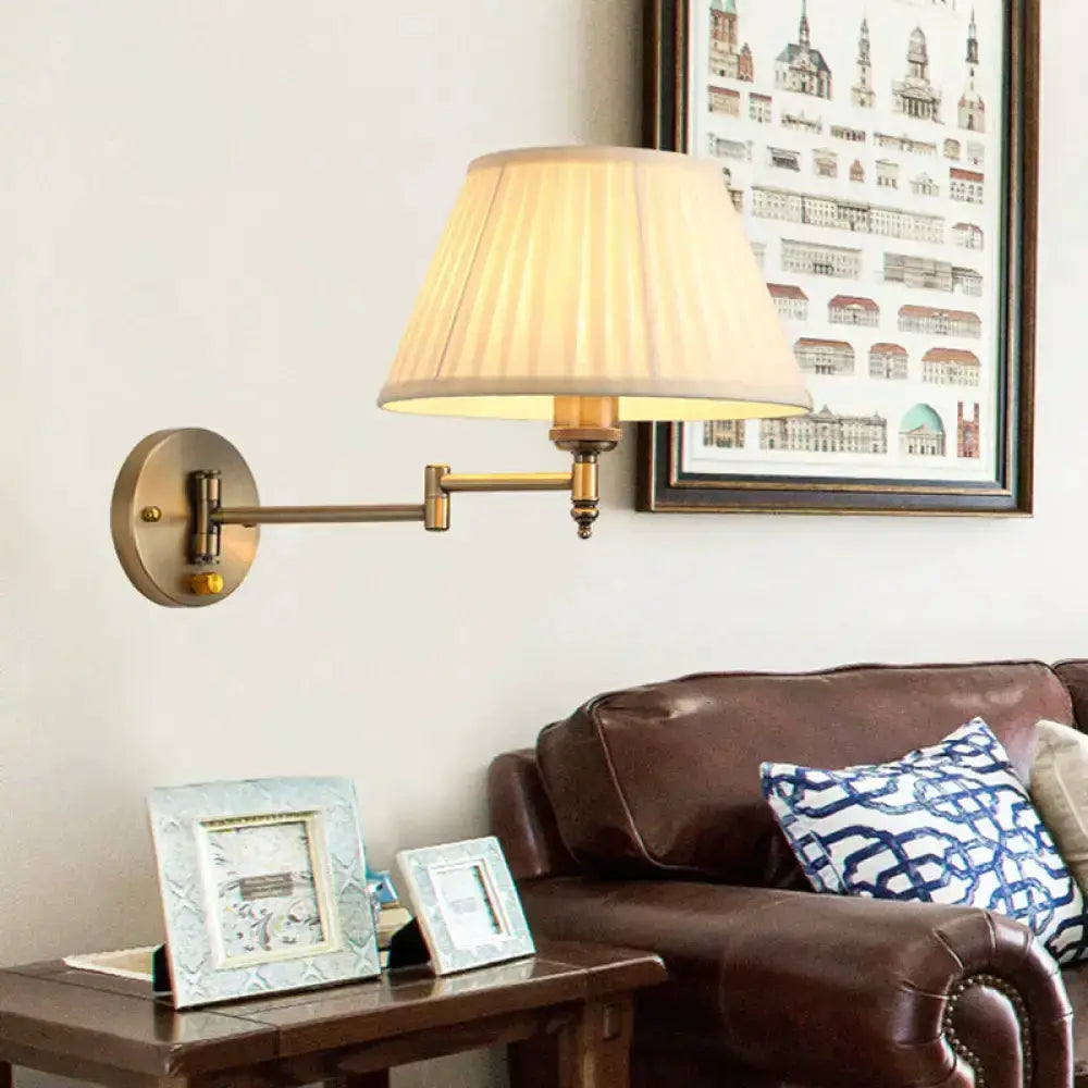 Brass Swing Arm Wall Lamp Shade for Living
