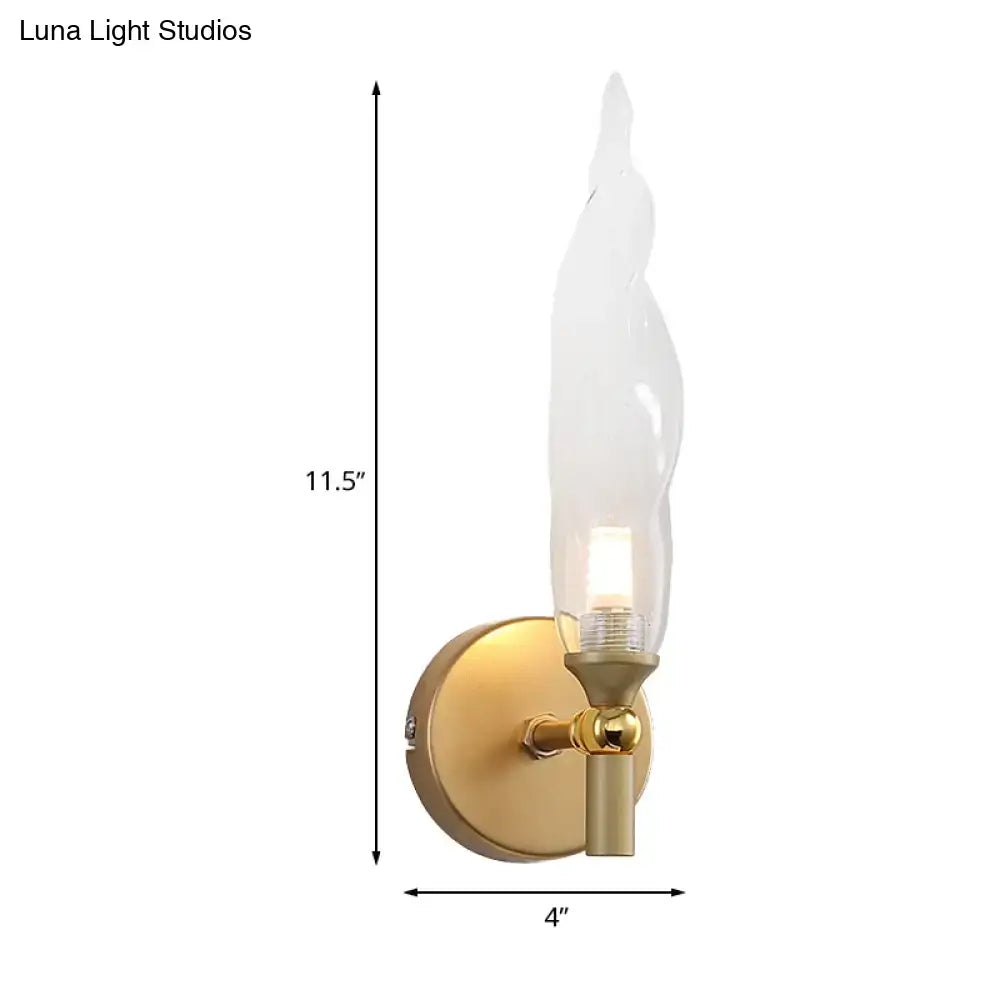 Brass Torch Wall Sconce with glass flame shade, Decorbites, 11.5in tall, 4in projection on Tampa Home & Garden Store