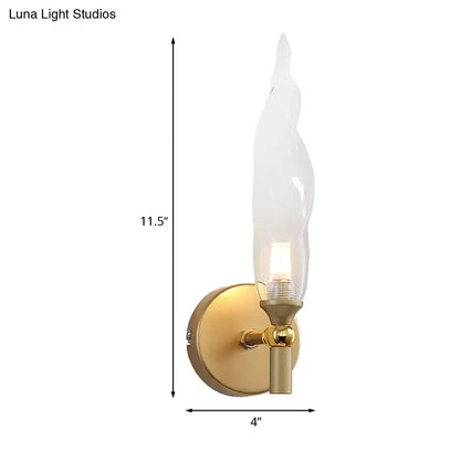 Brass Torch Wall Sconce with glass flame shade, Decorbites, 11.5in tall, 4in projection on Tampa Home & Garden Store