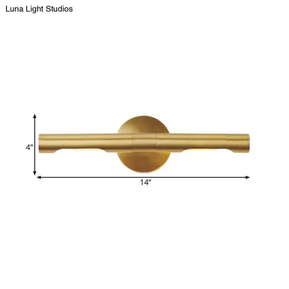 Brass Tube Vanity Light with round backplate, 14-inch length, 4-inch height on Tampa Home & Garden Store