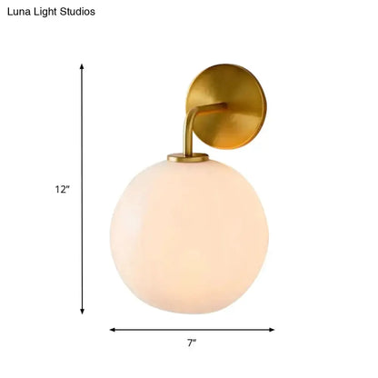 Modern Brass Wall Lamp with Glass Globe Bedroom