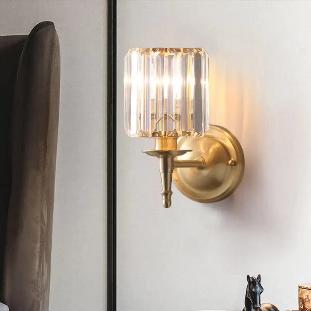 Decorbites brass crystal shade sconce with dual-light glow wall mount on Tampa Home & Garden Store