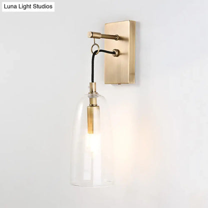 Brass Glass Sconce Lamp by Decorbites, wall-mount with clear glass shade on Tampa Home & Garden Store