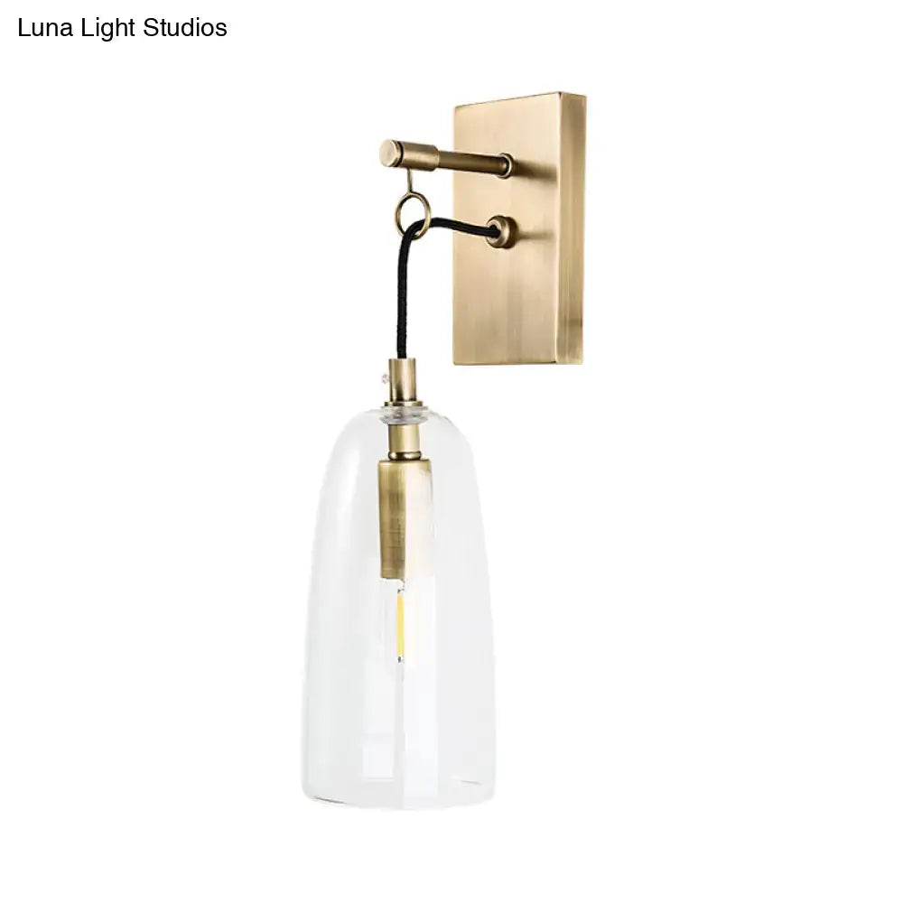 Brass Glass Sconce Lamp wall-mount fixture with clear glass shade by Decorbites on Tampa Home & Garden Store