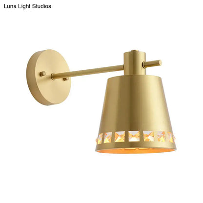 Decorbites Brass Crystal Accent Light wall-mounted with crystal trim and cone shade on Tampa Home & Garden Store