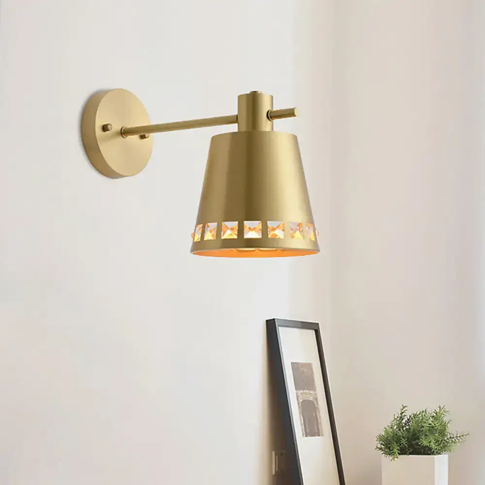 Brass crystal accent light wall sconce by Decorbites with gold-tone shade on Tampa Home & Garden Store