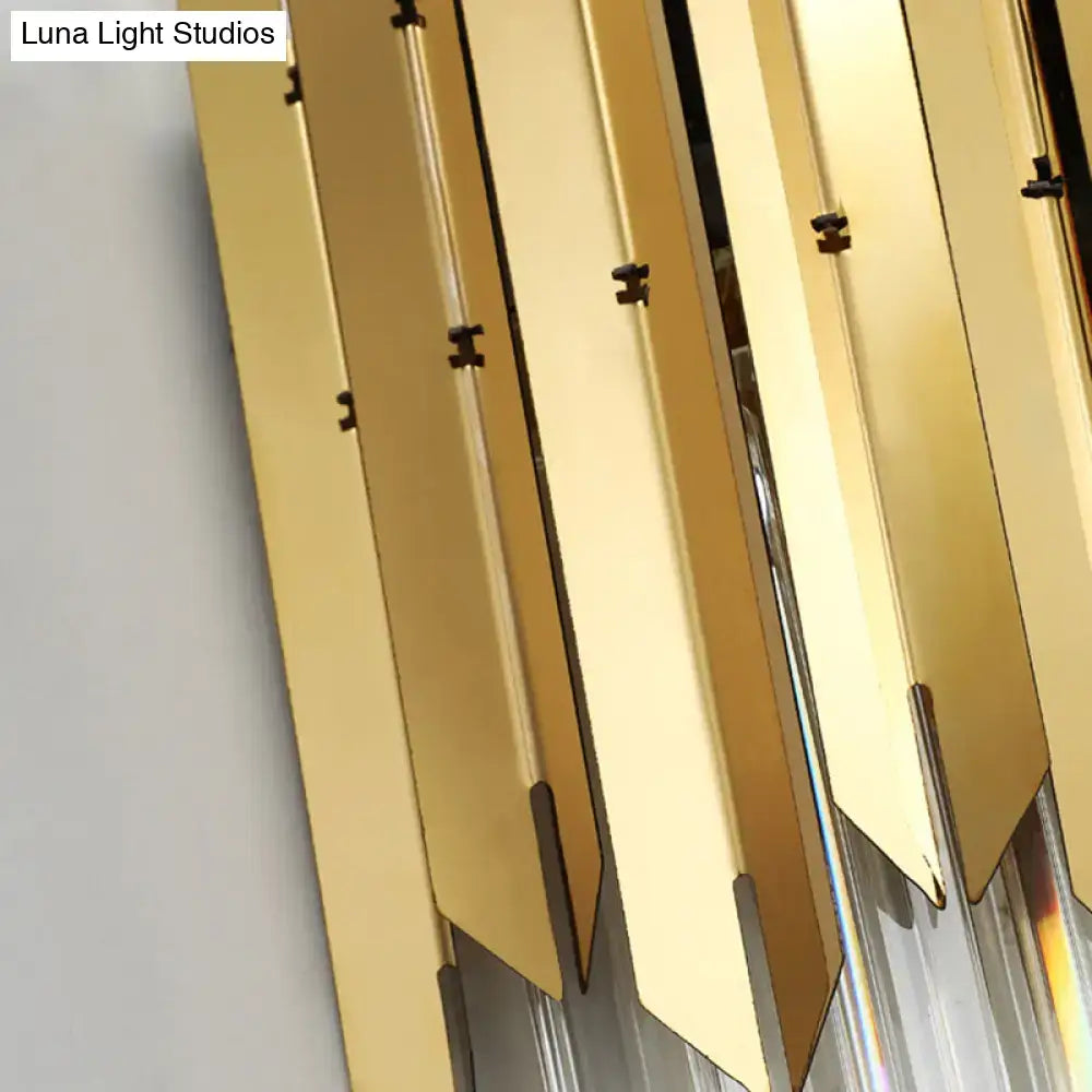 Brass Prism Wall Sconce Dual-Light Bedroom by Decorbites, gold geometric blades on Tampa Home & Garden Store