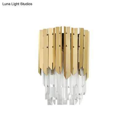 Brass Prism Wall Sconce Dual-Light Bedroom Decorbites, gold finish with crystal prisms on Tampa Home & Garden Store