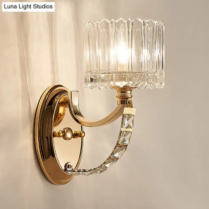 Brass Faceted Glass Sconce with crystal shade by Decorbites, wall-mounted on Tampa Home & Garden Store