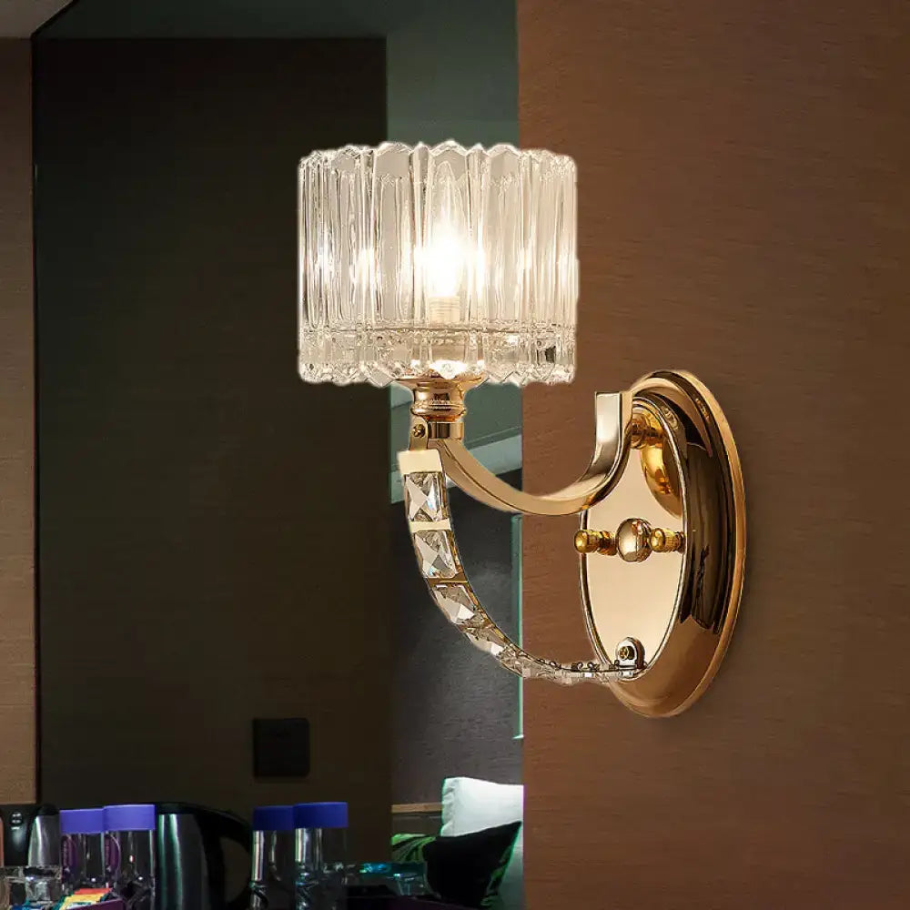 Brass faceted glass sconce by Decorbites with crystal shade, wall mounted on Tampa Home & Garden Store