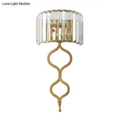 Brass crystal rectangular shade sconce dual-bulb wall light by Decorbites on Tampa Home & Garden Store