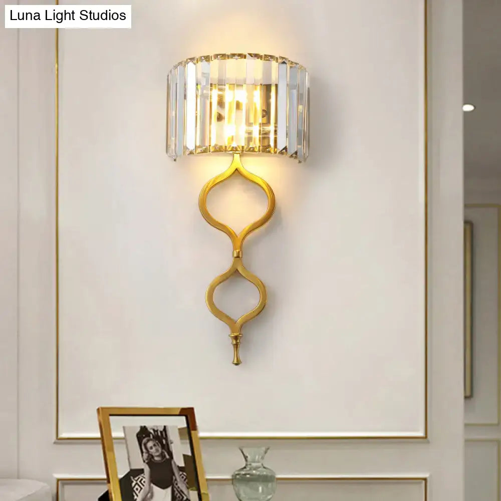 Brass crystal rectangular shade sconce dual-bulb wall light on Tampa Home & Garden Store