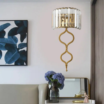 Brass Crystal Rectangular Shade Sconce Dual-Bulb Decorbites with crystal shade on Tampa Home & Garden Store
