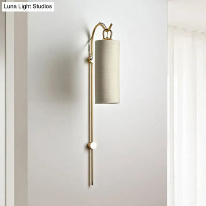 Brass White Tube Sconce with white cylindrical shade wall mount Decorbites on Tampa Home & Garden Store