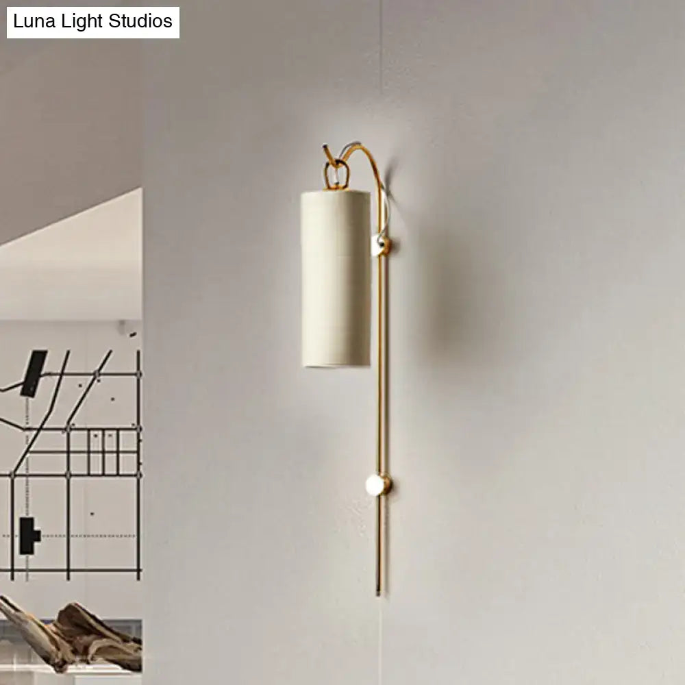 Brass White Tube Sconce by Decorbites, wall-mounted cylindrical shade, modern home lighting on Tampa Home & Garden Store