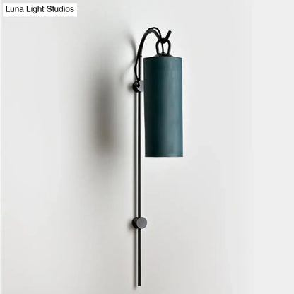 Brass White Tube Sconce by Decorbites; black metal wall mount with teal cylindrical shade on Tampa Home & Garden Store