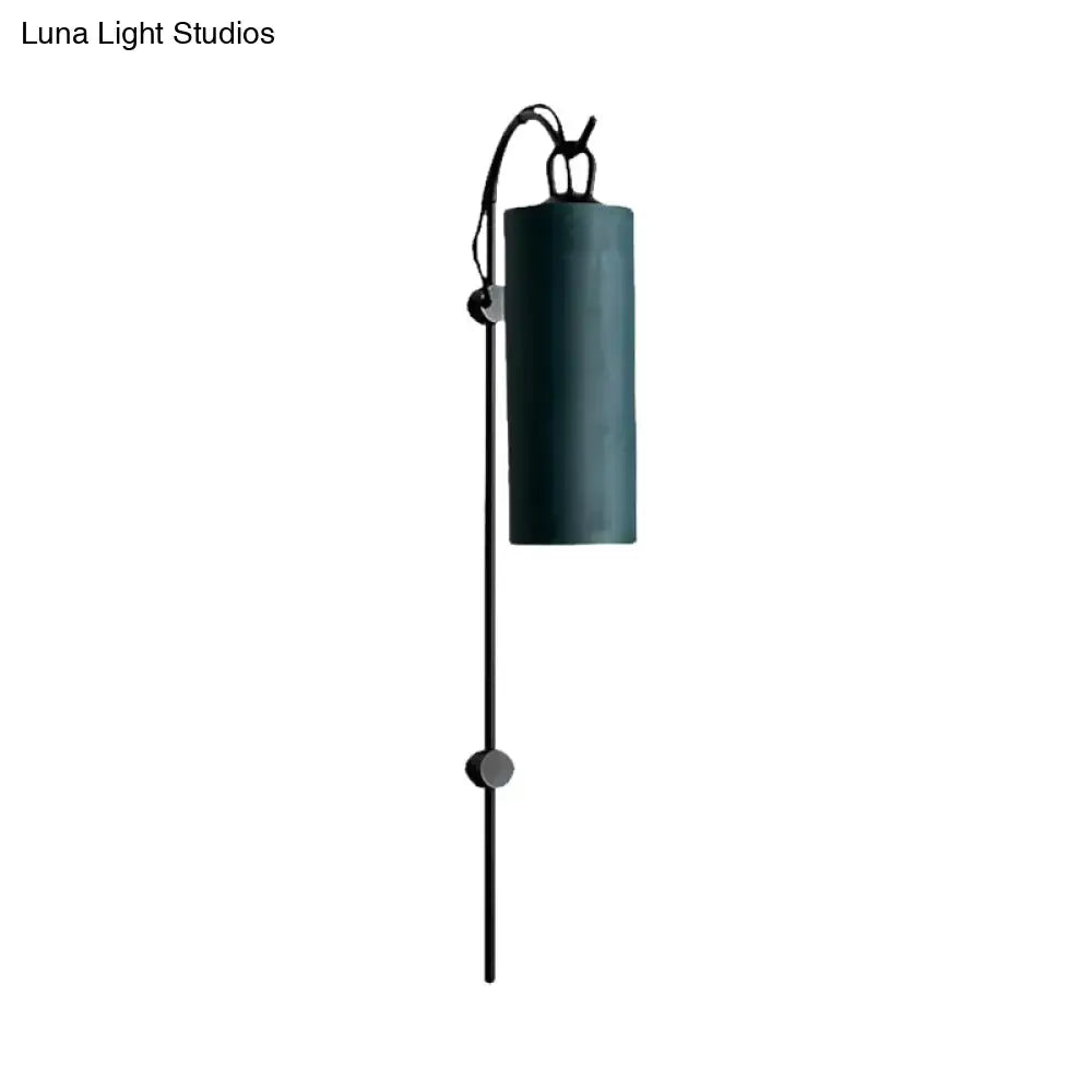 Brass White Tube Sconce by Decorbites - black stem with teal shade on wall on Tampa Home & Garden Store