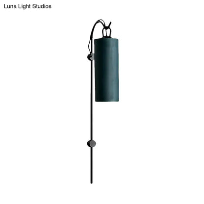 Brass White Tube Sconce by Decorbites - black stem with teal shade on wall on Tampa Home & Garden Store