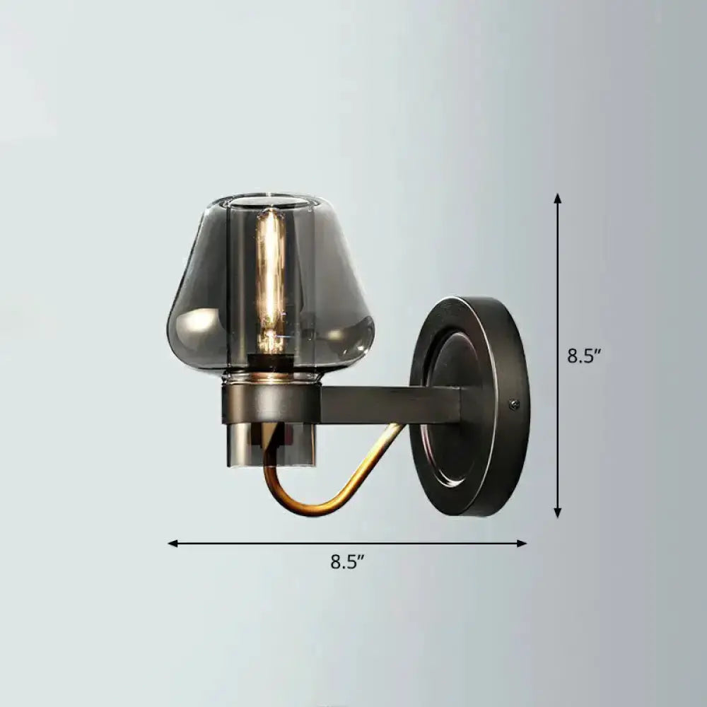 Modern Smoke Gray Wall Lamp with Bronze Finish