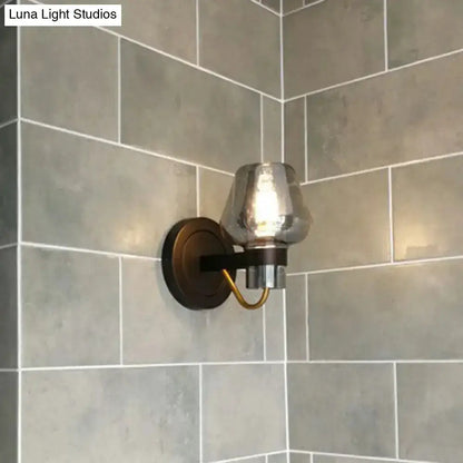Modern Smoke Gray Wall Lamp with Bronze Finish