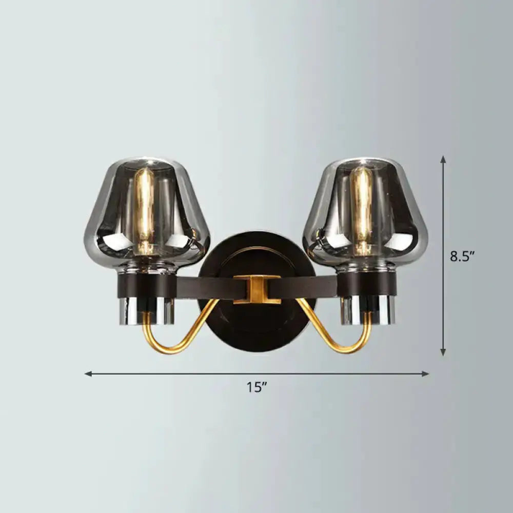 Modern Smoke Gray Wall Lamp with Bronze Finish