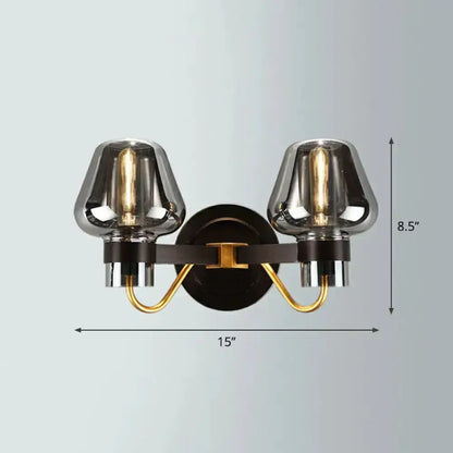 Modern Smoke Gray Wall Lamp with Bronze Finish