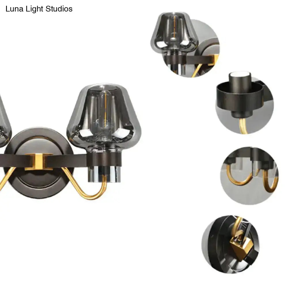 Modern Smoke Gray Wall Lamp with Bronze Finish