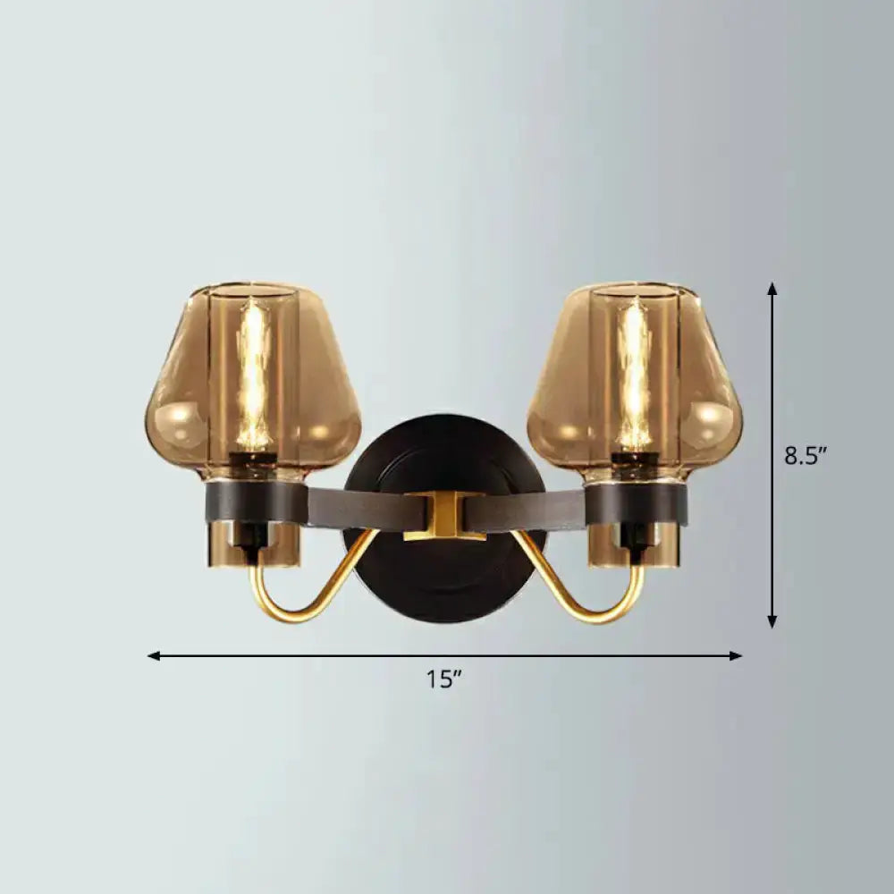 Modern Smoke Gray Wall Lamp with Bronze Finish