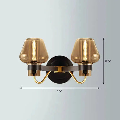 Modern Smoke Gray Wall Lamp with Bronze Finish