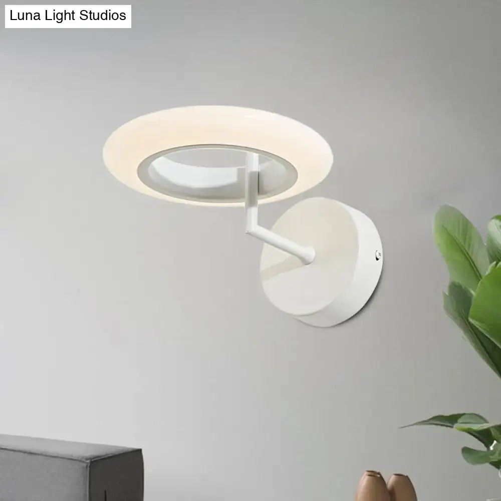Bronze Round LED Wall Lamp with white finish and adjustable arm Decorbites Home & Garden on Tampa Home & Garden Store