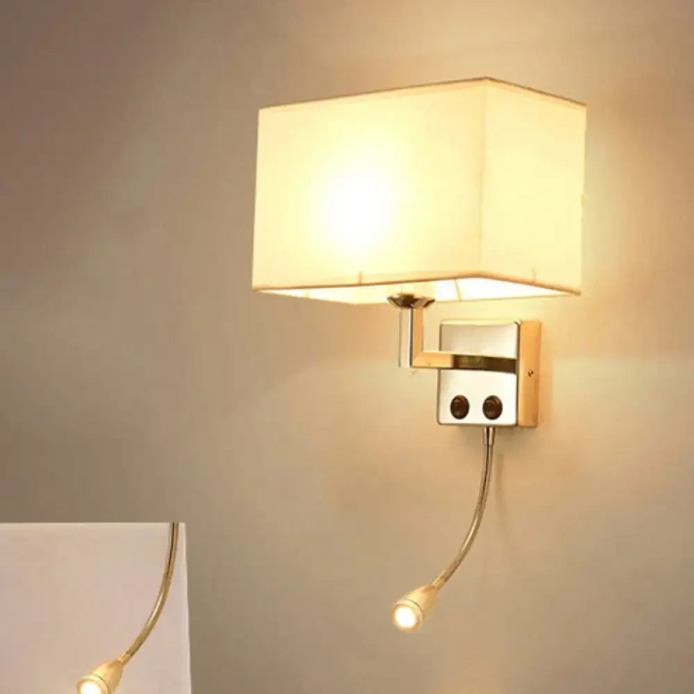 Brown Chrome Wall Sconce by Decorbites with beige fabric shade and chrome metal mount on Tampa Home & Garden Store