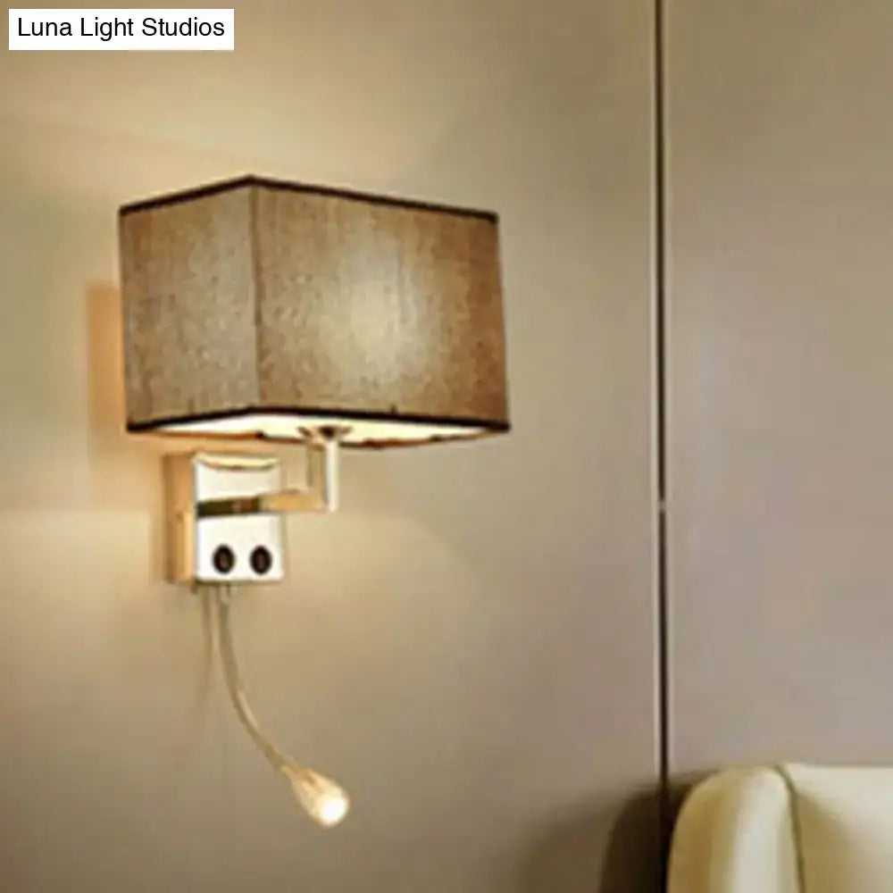 Brown Chrome Wall Sconce with brown fabric shade and chrome wall mount by Decorbites on Tampa Home & Garden Store