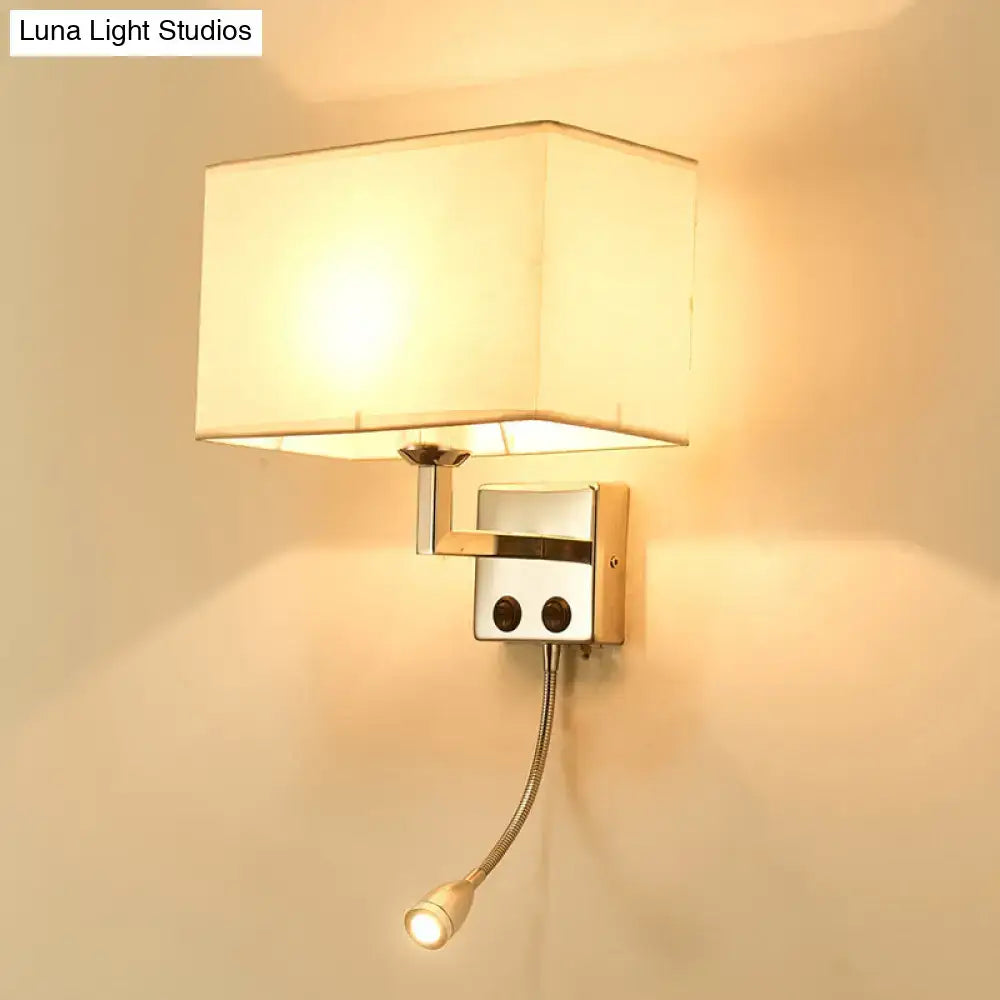 Brown chrome wall sconce by Decorbites with cream fabric shade and adjustable gooseneck lamp on Tampa Home & Garden Store