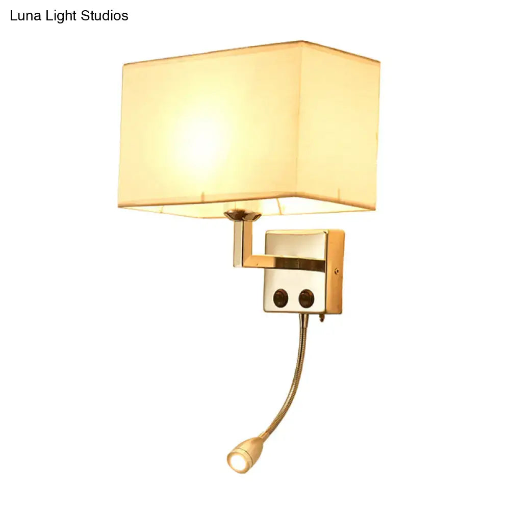 Brown chrome wall sconce with rectangular fabric shade and adjustable reading lamp by Decorbites on Tampa Home & Garden Store