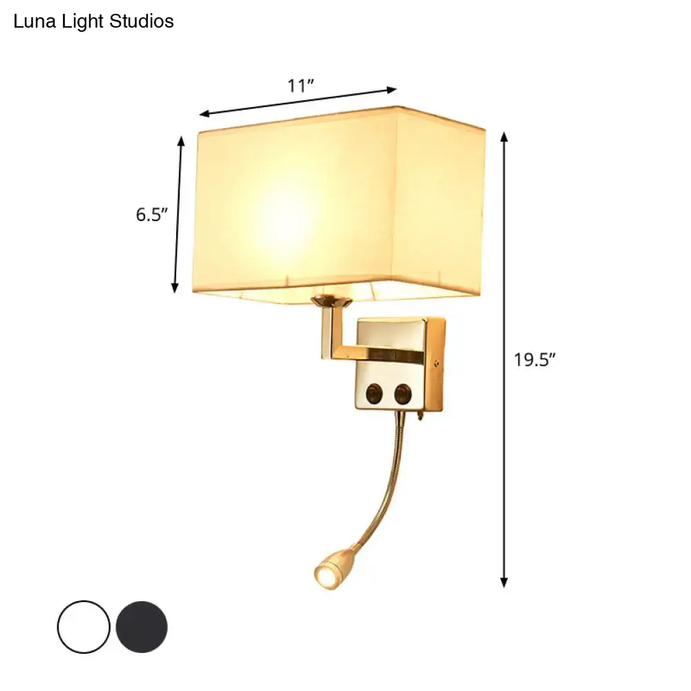Decorbites brown chrome wall sconce with white fabric shade and adjustable gooseneck light on Tampa Home & Garden Store