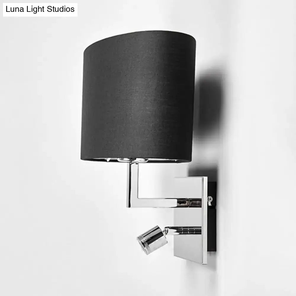 Brown fabric shade chrome-accent wall sconce Decorbites on Tampa Home & Garden Store