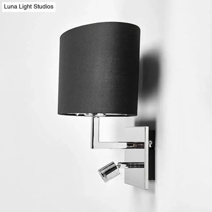 Brown fabric shade chrome-accent wall sconce Decorbites on Tampa Home & Garden Store