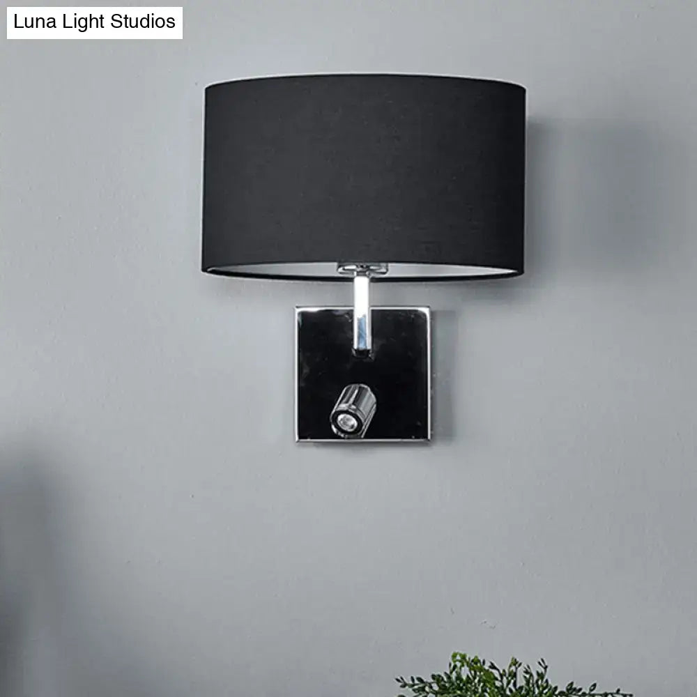 Brown fabric wall sconce with chrome square backplate and adjustable spotlight Decorbites on Tampa Home & Garden Store