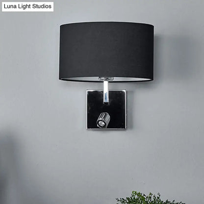 Brown fabric wall sconce with chrome square backplate and adjustable spotlight Decorbites on Tampa Home & Garden Store