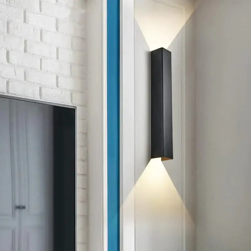 Modern brushed aluminum rectangular wall sconce by Decorbites, bedroom ambient light on Tampa Home & Garden Store