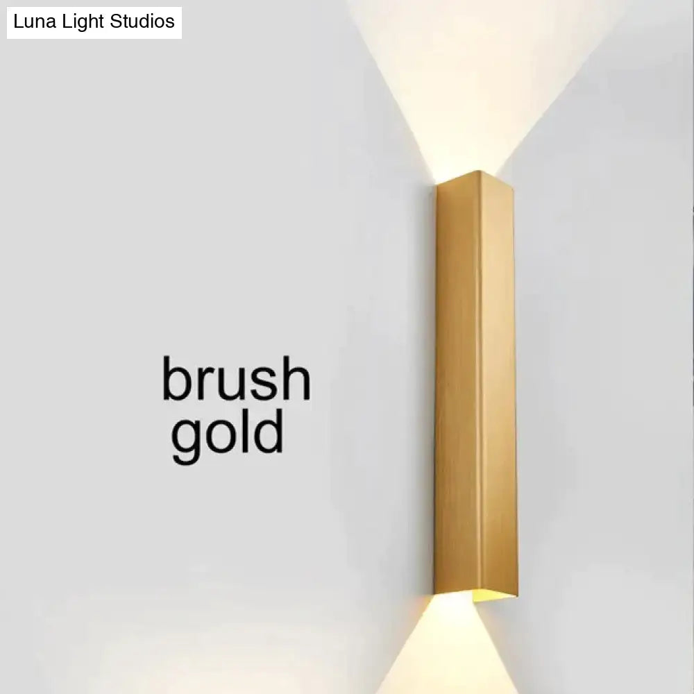 Modern brushed aluminum rectangular wall sconce with up and down ambient light for bedroom on Tampa Home & Garden Store