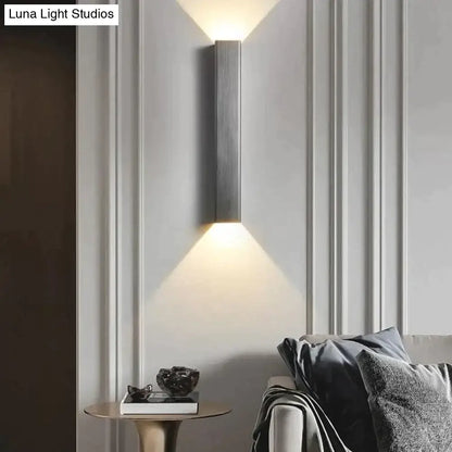 Modern brushed aluminum rectangular wall sconce by Decorbites, ambient bedroom lighting on Tampa Home & Garden Store