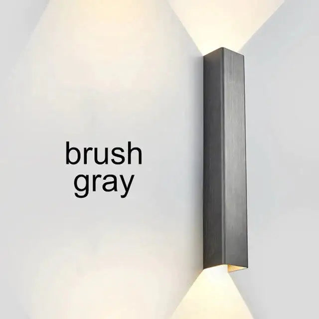 Modern brushed aluminum rectangular wall sconce by Decorbites, gray finish for ambient lighting on Tampa Home & Garden Store