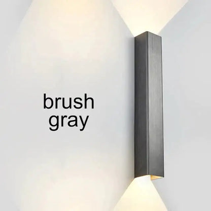 Modern brushed aluminum rectangular wall sconce by Decorbites, gray finish for ambient lighting on Tampa Home & Garden Store