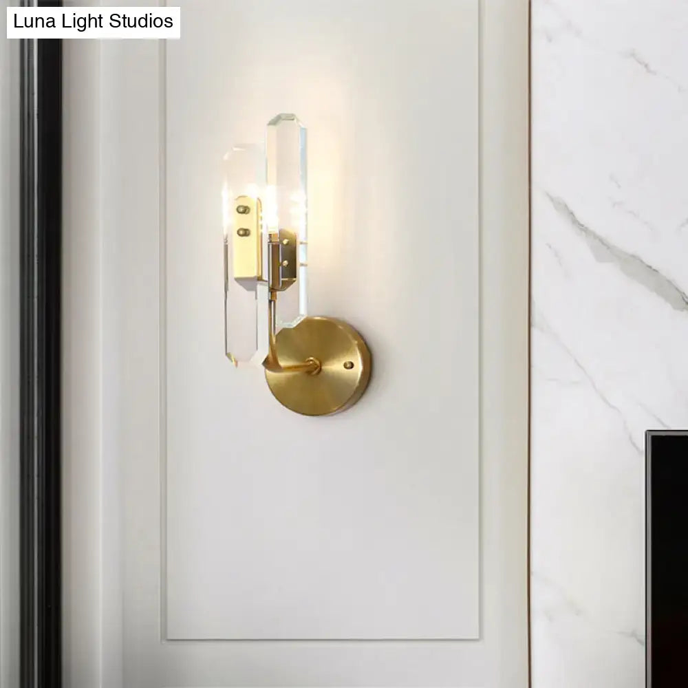 Brass Crystal Block Wall Sconce Postmodern by Decorbites with crystal blocks and brass mount on Tampa Home & Garden Store