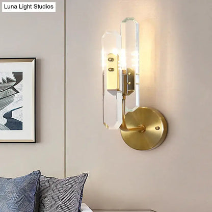 Brass crystal block wall sconce postmodern by Decorbites; crystal blocks on Tampa Home & Garden Store