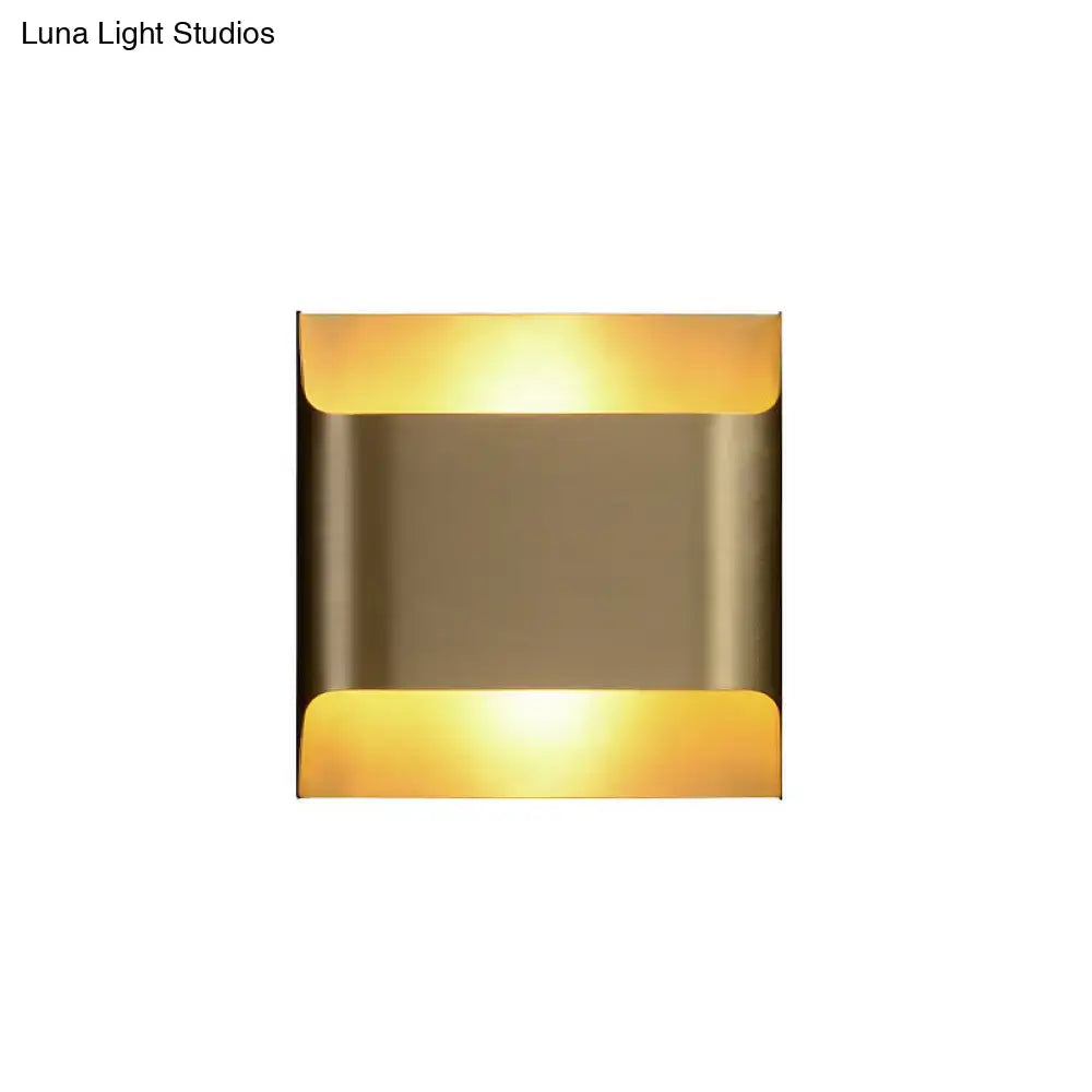 Brass Geometric Wall Sconce, square gold brass with curved top and bottom caps by Decorbites on Tampa Home & Garden Store